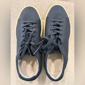 Rothy's Navy Knit Lace-Up Sneakers with Cream Sole
